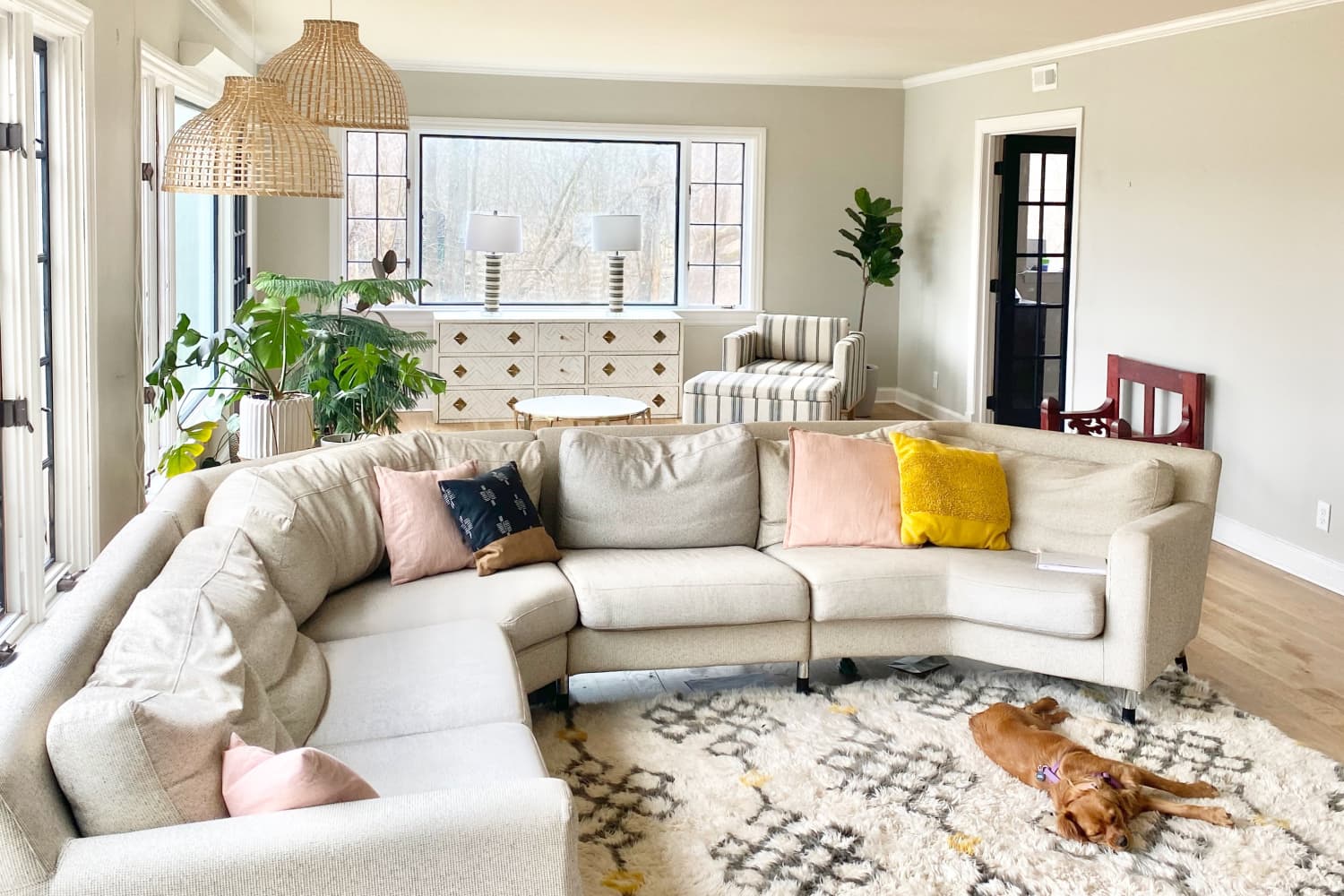 View of These Oversized Ceiling Lights Are Actually An Affordable, No-Reno DIY ...